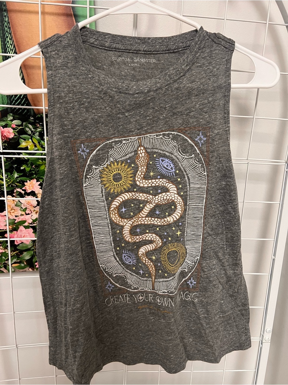 Spiritual Gangster Charcoal Gray Snake Graphic Muscle Tee